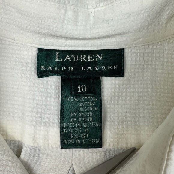 Lauren Ralph Lauren Button Up Shirt Womens 10 Oxford Embroidered Chest Yacht Ivy - Picture 7 of 13